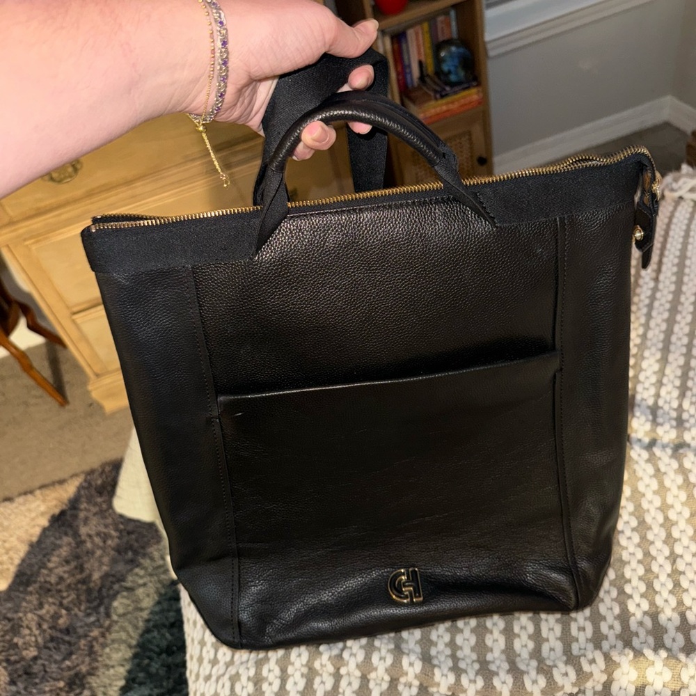 Cole Haan convertible backpack bag - black leather
